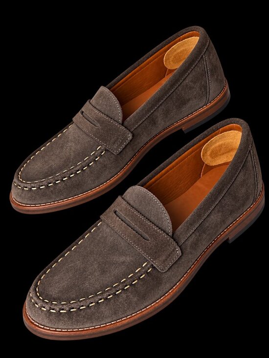 Allen Edmonds Other - Allen Edmonds Suede Penny Loafers Taupe Gray Brown Men's 9.5 D
